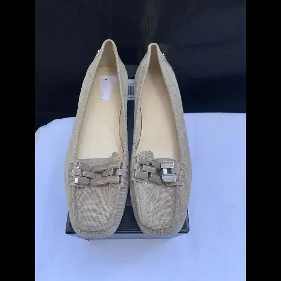 Calvin Klein Women's Size 9 Shoes Ricki Mini Square Chain Toe Slip On Flats Tan - Picture 13 of 14